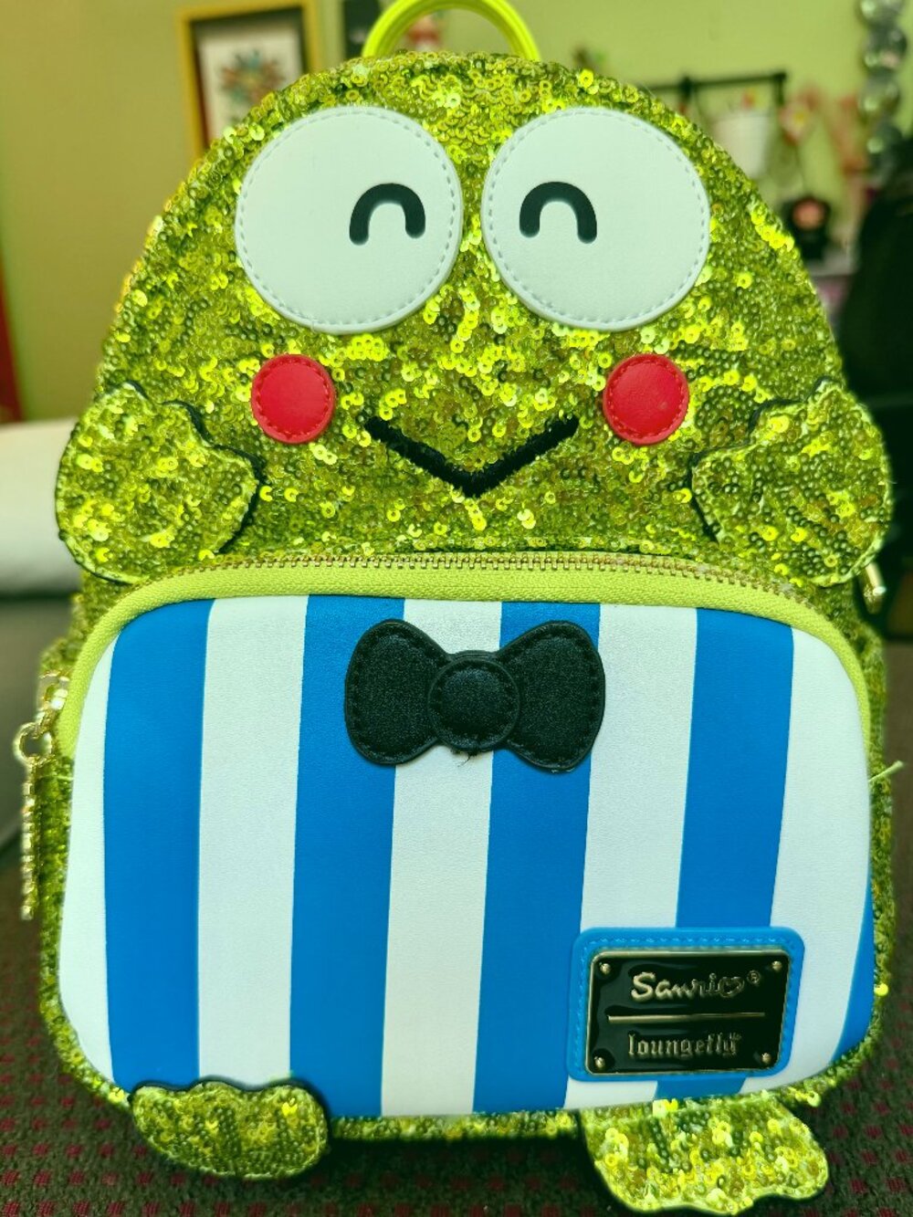 Loungefly Sanrio Keroppi Sequin Cosplay Mini Backpack Green NWT